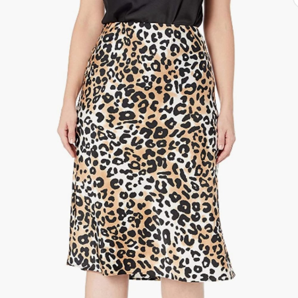 The Drop 3X Satin Skirt Maya Silky Leopard Print
